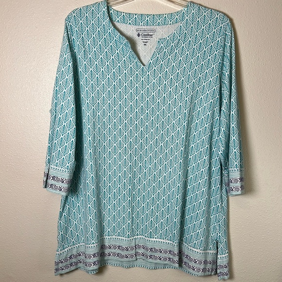 COOLIBAR UPF50 Tunic Top Women XXL Sun Safe Coastal Beach Cotton Viscose Bamboo - Picture 1 of 16
